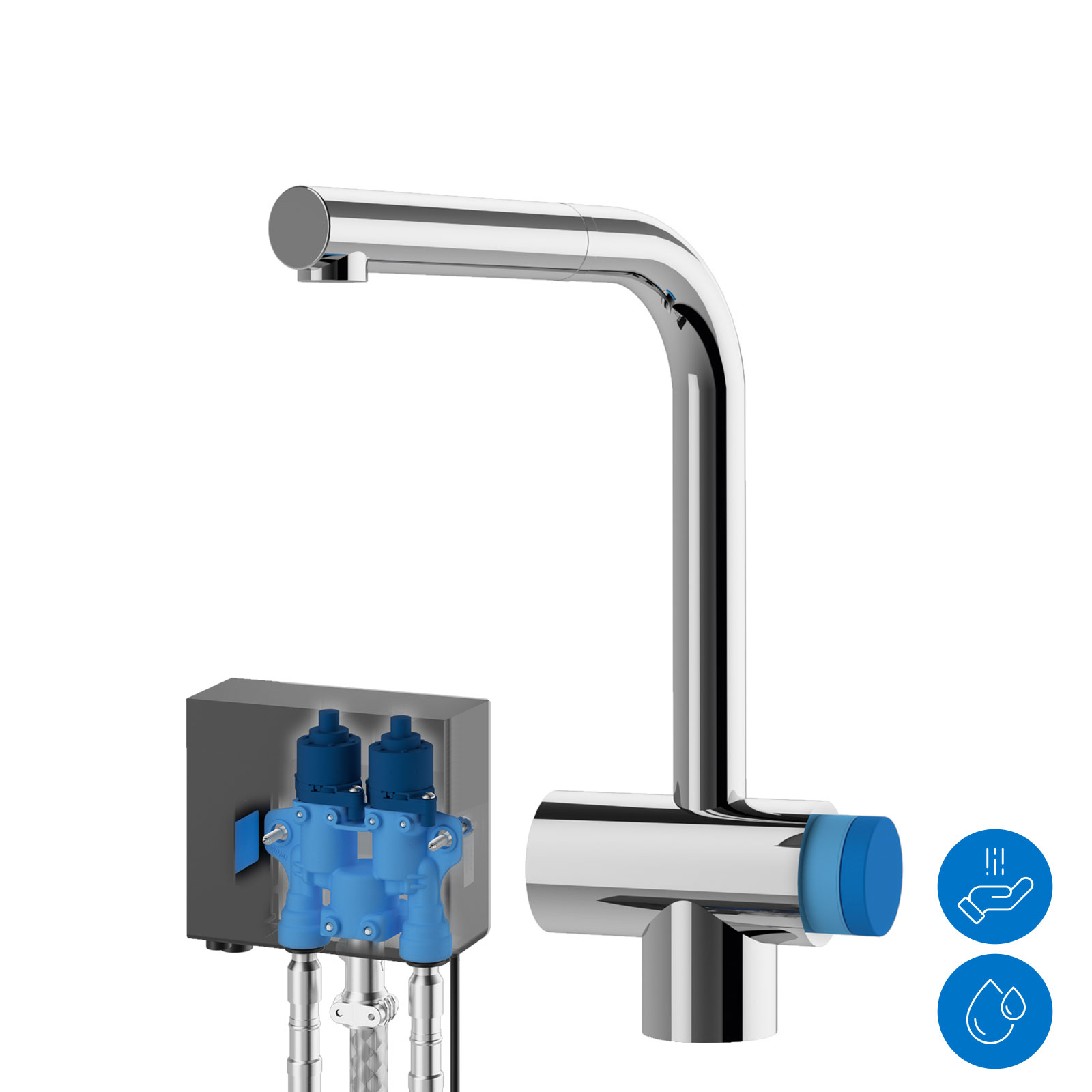 Kitchen faucet with external hydraulic unit (PPV)