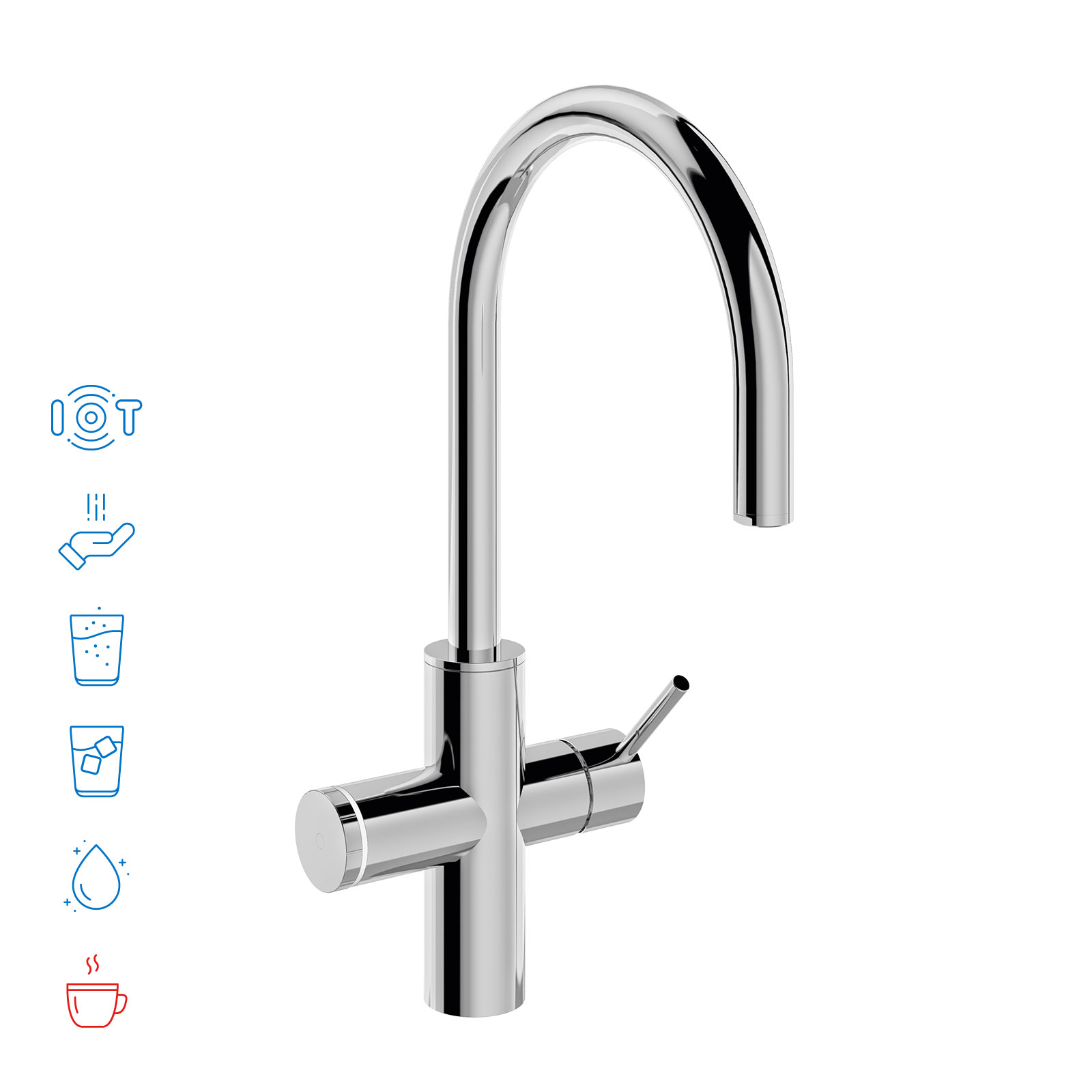 Multifunctional faucet with electronic push/turn knob