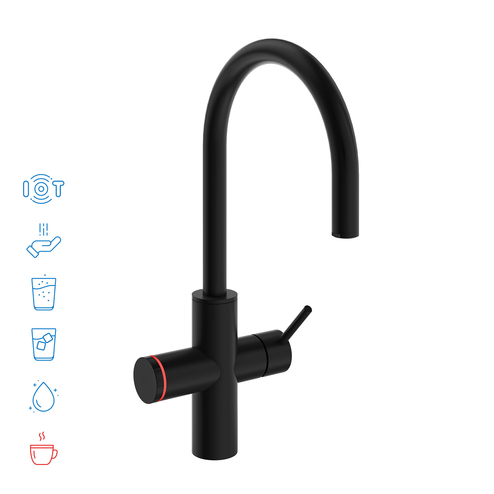 Multifunctional faucet with electronic push/turn knob